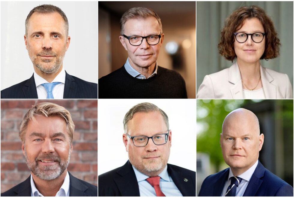 Magnus Persson, vd Skanska Sverige, Ola Månsson, vd på Installatörsföretagen, Malin Löfsjögård, vd på Svensk Betong, Jesper Göransson, vd på Peab, Johan Deremar, nationalekonom, Byggföretagen, Marcus Dahlsten, vd på Transportföretagen.