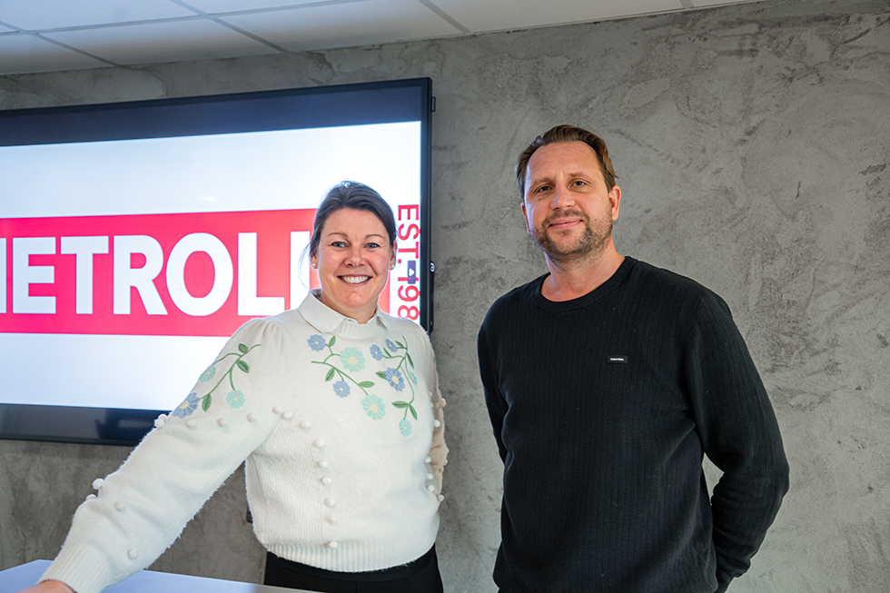 Johanna Barnekow som fortsätter som vd för koncernbolaget Pinerock Group och Jonas Byström tillträder som vd för Metrolit Byggnads. Foto: r Metrolit Byggnads