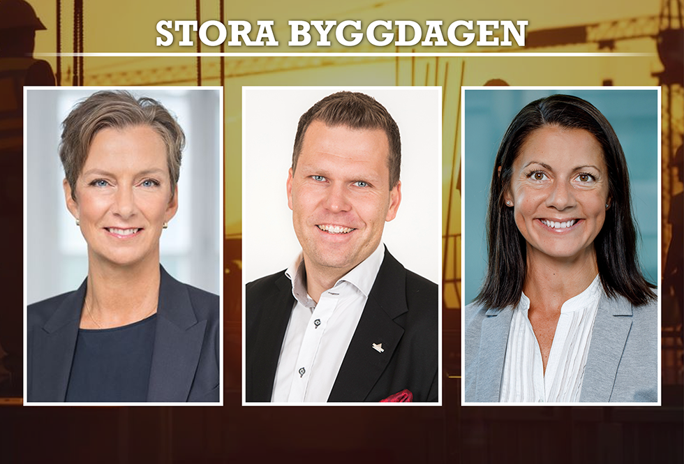 Catarina Molén-Runnäs, NCC, Markus Brink, Brixly och Jenny Bergendorff, Skanska möter ni på Stora Byggdagen 27 november i Stockholm.