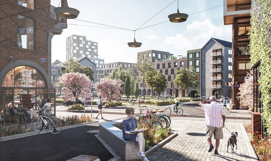 Visionsbild på Södra Änggården där bland annat Skanska är entreprenör. Området är ett utvecklingsområdena när det kommer till bostadsbyggande.