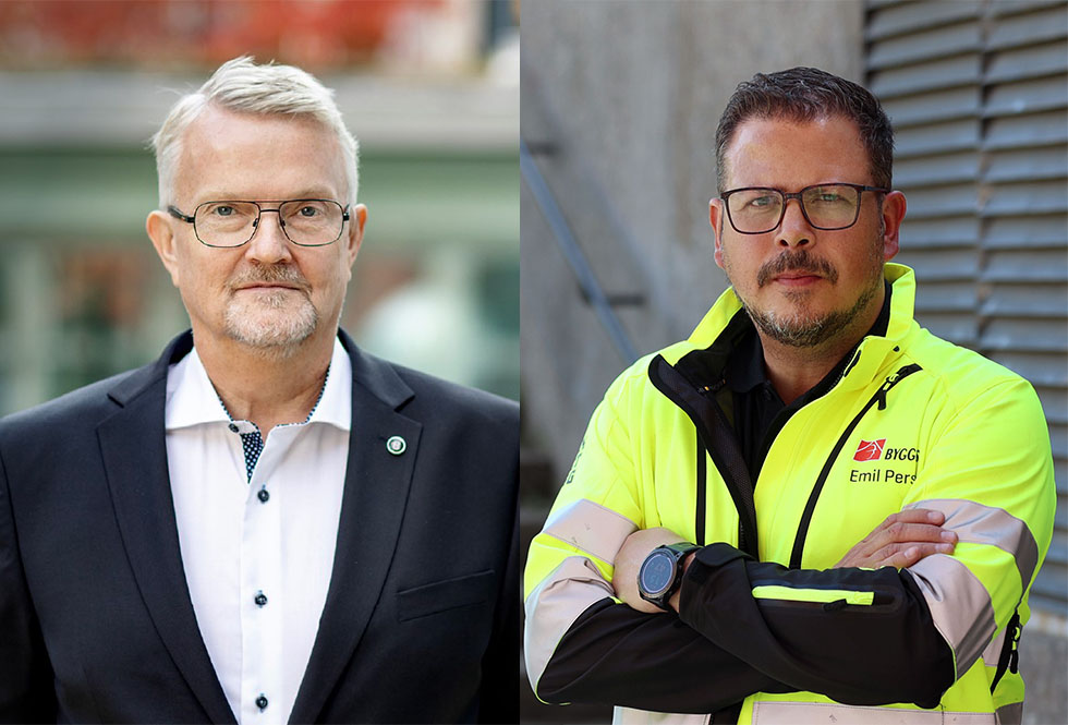 Mats Åkerlind, vice vd och förhandlingschef, Byggföretagen och Emil Persson, Byggnads avtalssekreterare. Foto: Byggföretagen/Byggnads