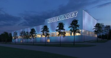 Nobelbadet byggs i anslutning till Nobelhallen i Karlskoga. Bild: Liljewall