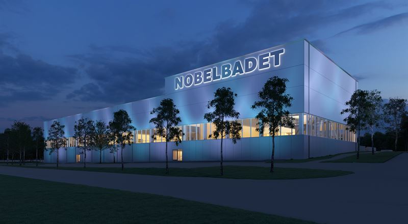 Nobelbadet byggs i anslutning till Nobelhallen i Karlskoga. Bild: Liljewall